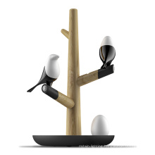 wooden magpie bird smart led desk lamp with Motion and Touch Sensor Desk Lamp eggs light with wireless charging